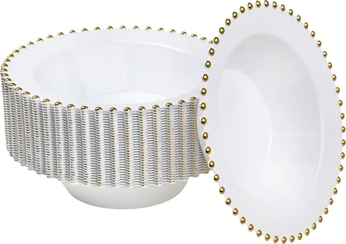 Vista 24 de Plasticpro - Juego de platos combinados de 32 piezas de plástico para cena, platos desechables de plástico elegantes y resistentes para fiestas de 7