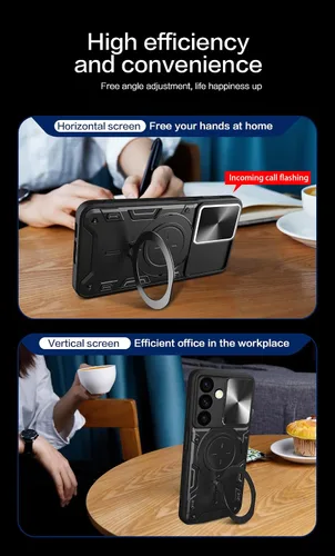 Vista 6 de MingWei Funda para Galaxy S24 Plus [con soporte de 360°] Soporte magnético para automóvil [absorción de impactos] Funda de protección resistente