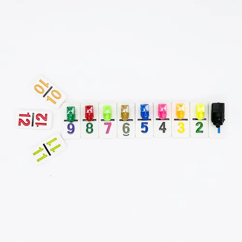 Vista 4 de Dominó de Tren Mexicano con Números, Juego de Dominó Numérico Doble 12 de Color para Adultos y Familia, Juego de Mesa Clásico de 91 Fichas