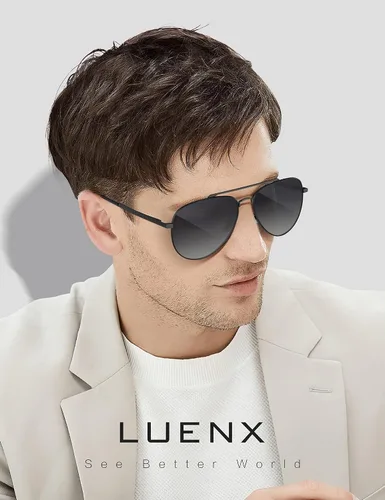 Vista 50 de LUENX, Aviator - Gafas de sol polarizadas, para hombres y mujeres, protección UV 400, con funda 60MM