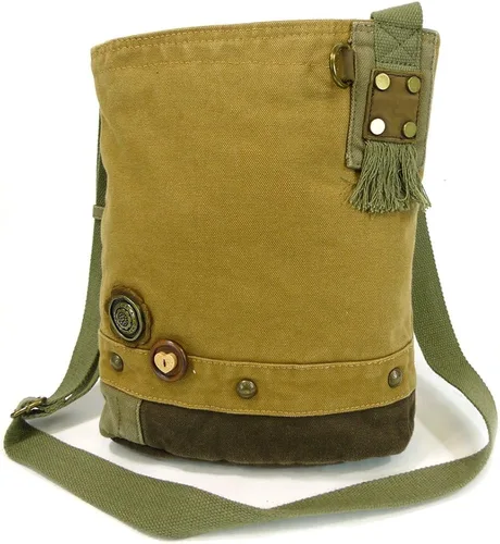 Vista 4 de Chala Bolsos de lona Crossbody Messenger Bags con blanco delgado gato monedero Combo (marrón), Marrón