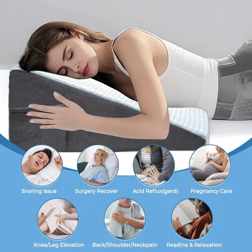 Vista 5 de puredown® 8" Almohada de cuña para cama, almohadas de cuña refrescantes para cabecero, almohada de cuña para después de cirugía, reflujo ácido