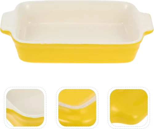 Vista 4 de Cabilock Cuenco de cerámica para hornear de gres para hornear manijas Au Gratin Dish para panes de queso