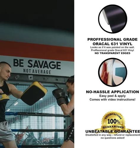 Vista 4 de Calcomanía motivacional para pared de gimnasio con texto en inglés «Be Savage Not Promedio» para el gimnasio en casa, yoga, ejercicio, fitness