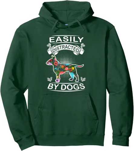 Vista 12 de Easily Distracted By Dogs Bull Terrier Dog Lovers Puppy Pullover Hoodie