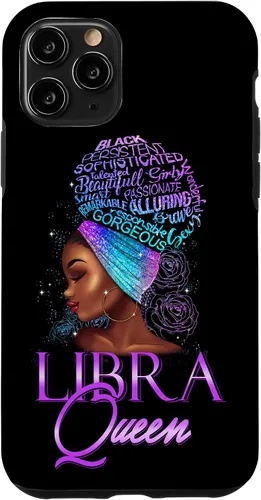 Vista 29 de Purple Libra Queen African American Woman Septiembre Octubre Funda para iPhone 17