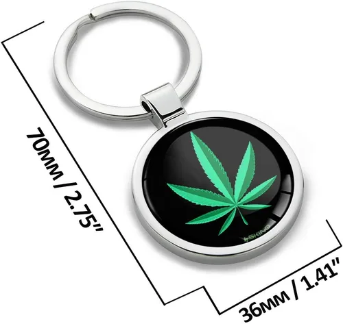 Vista 4 de 3D Metal Marihuana Hoja Cannabis Weed Llavero Llavero Regalo Hombres Mujeres Llavero Caja de Regalo KK 157