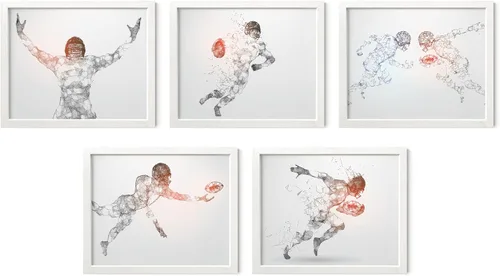 Vista 26 de Impresiones artísticas de fútbol americano para pared, juego de 5 (8x10) carteles de fútbol americano sin marco, decoración de sala de fútbol Niños