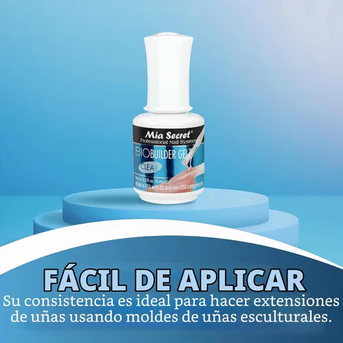 Vista 3 de Mia Secret Gel transparente para esculpir uñas con brocha, 0.5 onzas, gel constructor transparente en una botella para extensiones de uñas y uñas