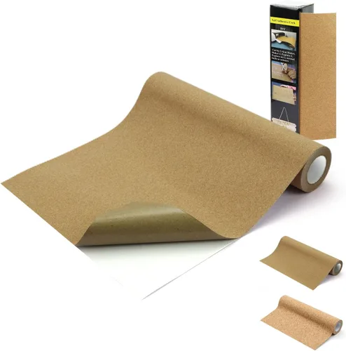 Vista 9 de Rollo de corcho autoadhesivo en la parte trasera, revestimiento de cajón de corcho natural de 0.002 in de grosor para manualidades, hojas de papel