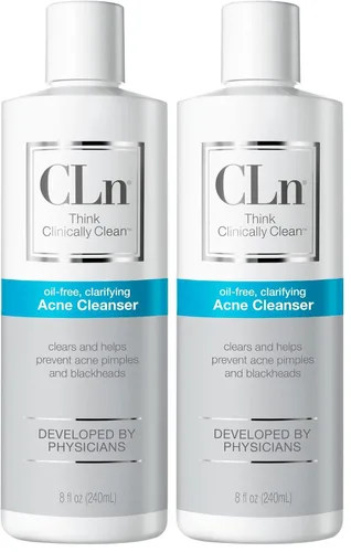 Vista 9 de CLn Limpiador facial para acné con 0.5% de ácido salicílico para eliminar puntos negros y brotes, sin aceite y sin fragancia, 3.4 onzas líquidas