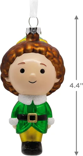 Vista 4 de Hallmark Elf Buddy The Elf - Adorno navideño, vidrio soplado