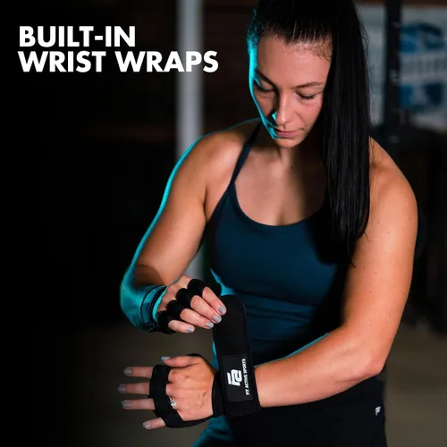 Vista 5 de Fit Active Sports Nuevos Guantes de Entrenamiento con Ventilación para Levantamiento de Pesas con Muñequeras Integradas para Hombres y Mujeres