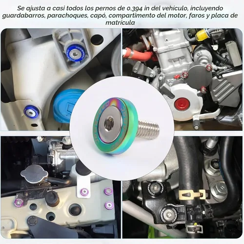 Vista 3 de JDMSPEED Kit de 20 Piezas de Arandelas de Guardabarros de Aluminio Billete CNC Cromado Neo para Vestir el Compartimento del Motor