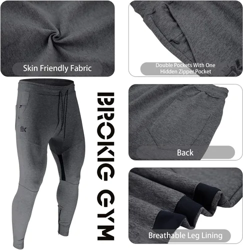 Vista 5 de Pantalones ajustados en el muslo de BROKIG para hombre, de malla, con bolsillo con cremallera, infomal.