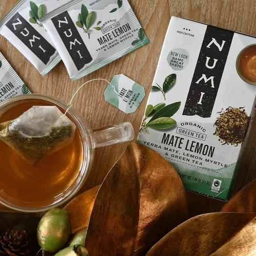 Vista 3 de Numi Té de limón mate orgánico, 54 bolsas de té verde, alta cafeína