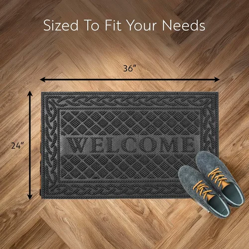 Vista 2 de Restaurantware Comfy Feet - Tapete de bienvenida de 36 x 24 pulgadas, 1 felpudo de bienvenida al aire libre, resistente para hogares, oficinas