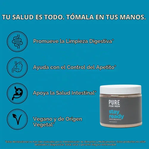 Vista 4 de Pure for Men - Suplemento original de fibra para limpieza vegana - Fórmula patentada comprobada, 1, 1