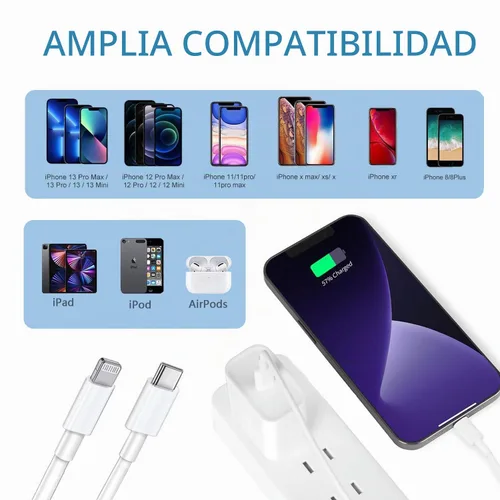Vista 6 de Cargador rápido para iPhone de 10 pies, [certificado Apple MFi], paquete de 3 bloques de cargador USB C con cable tipo C a Lightning de 10 pies