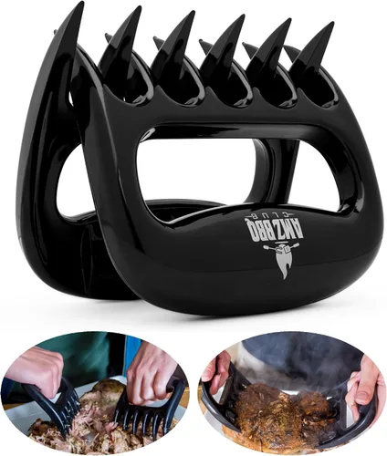 Vista 6 de Juego de accesorios para parrilla de barbacoa con garras de carne - 2 guantes de silicona, garras para cerdo tirado, termómetro de barbacoa