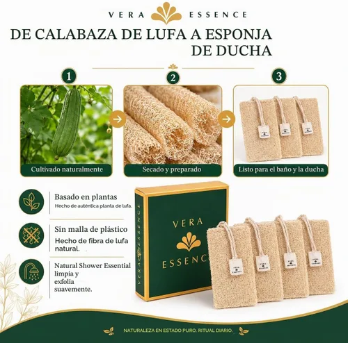 Vista 8 de Esponja natural de lufa, esponja egipcia para el cuerpo, esponja de baño y exfoliante corporal, 4