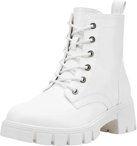 Vista 10 de Vepose Botines de combate 9626 para mujer, plataforma con cordones y tacón grueso con cremallera lateral