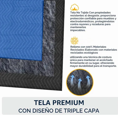 Vista 3 de Paquete de 12 mantas para mudanzas, almohadillas de mudanza de muebles extragrandes de 80 x 72 pulgadas, mantas de embalaje reutilizables
