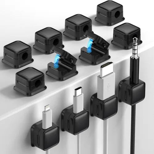 Vista 28 de Paquete de 8 Organizadores de Cables con Soporte, Costop Fuerte Adhesivo Magnético para Gestión de Cables de Escritorio, Fácil de Abrir, Organiza