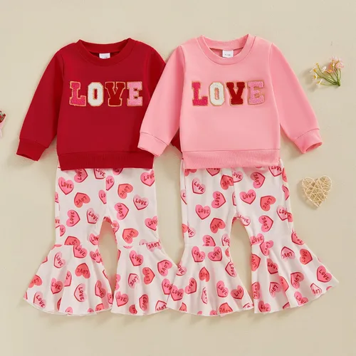 Vista 9 de Gueuusu Conjunto de ropa de manga larga para bebé niña con texto en inglés "My 1st Christmas", sudadera de manga larga con pantalones acanalados