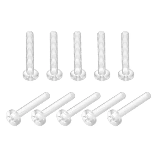 Vista 19 de uxcell M2x6mm plástico Phillips pernos 50pcs PC Pan cabeza máquina tornillos transparentes