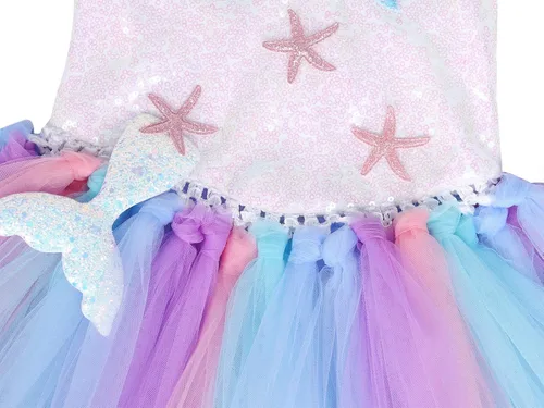 Vista 7 de Jurebecia Princess Mermaid Tutu Dress Girls Sequins Mermaid Outfits Halloween Costume Birthday Party Cosplay Holiday Dress Up