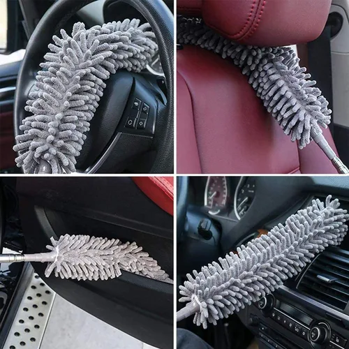 Vista 4 de Plumeros para limpieza, 6 piezas de limpiador de polvo de microfibra con poste de extensión de 30 a 100 pulgadas, kit de plumero de mango largo