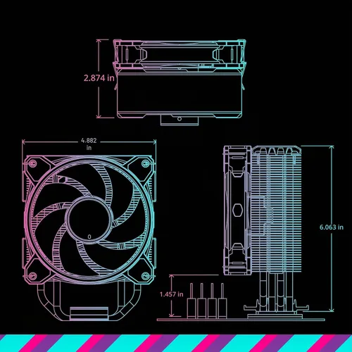 Vista 11 de Cooler Master Hyper 212 Halo Black enfriador de aire para CPU, ventilador PWM Halo² de 120 mm, ARGB de doble bucle, cubierta superior de aluminio, 4