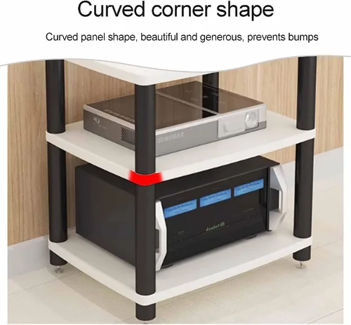 Vista 7 de Soporte para medios de audio y video, soporte de TV para juegos y estante estéreo, torre de audio, soporte para reproductor de grabaciones, pequeño