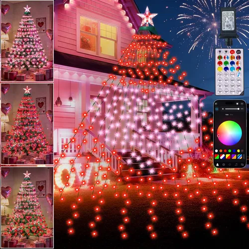 Vista 9 de Luces inteligentes para el día de San Valentín con estrella superior, control de aplicación, sincronización de música, cambio de color, luces