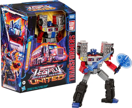 Vista 4 de Transformers Legacy United Leader Class G2 Universe Laser Optimus Prime, figura de acción de conversión de 7.5 pulgadas, 8+