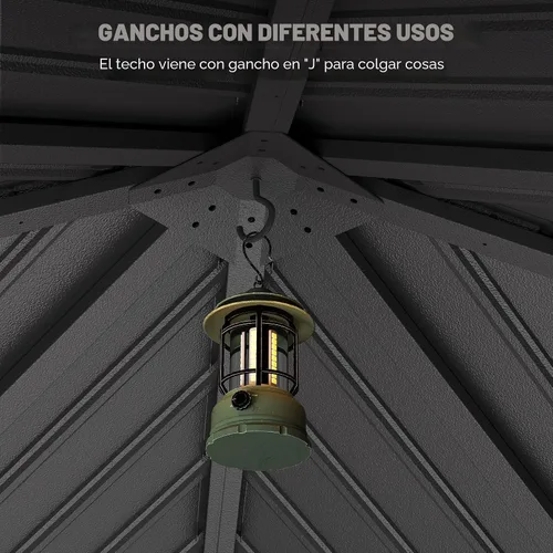Vista 9 de UDPATIO Gazebo de techo rígido de 10 x 10 pies, para exteriores, resistente Gris