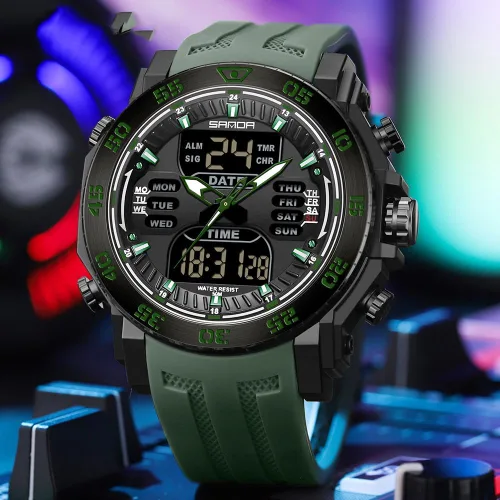 Vista 2 de KXAITO Men's Stainless Steel case Sports Watch Military Watch Outdoor LED Stopwatch Digital Electronic Large Dual Display Waterproof Tactical Army