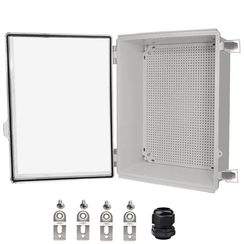 Vista 21 de Caja eléctrica impermeable, caja de conexiones IP67, pestillo de acero inoxidable, cubierta transparente con bisagras, carcasa para proyectos