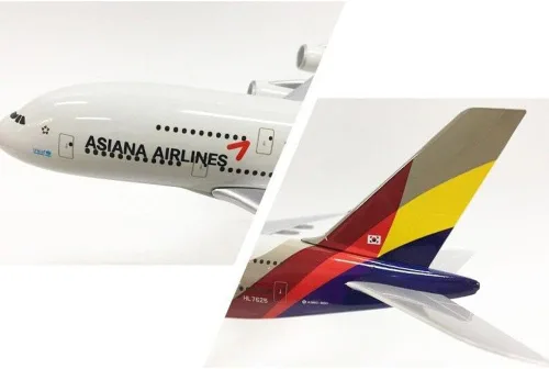 Vista 2 de ZEZEFUFU Simulación 1:400 Asiana Airlines A380 Avión Metal Avión Modelo para Colección Regalo Aviación Ciencia Exposición