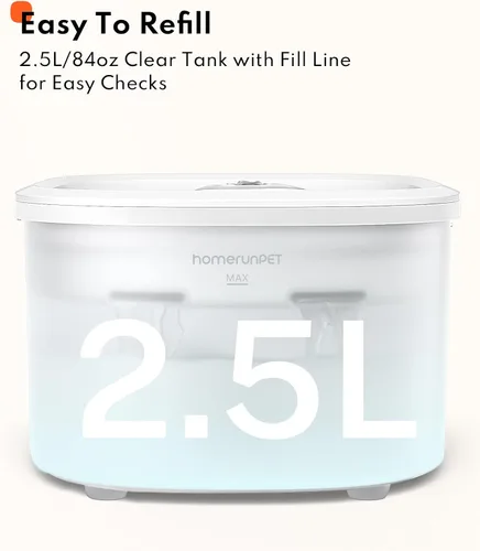 Vista 4 de Homerunpet Fuente de agua para mascotas Tritan – Apta para lavavajillas, ultra silenciosa, dispensador automático filtrado para gatos y perros, 2.5L