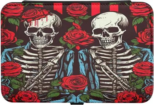 Vista 2 de Flradish Beautiful Rose and Skull Travel Jewelry Box,Portable PU Leather Small Jewelry Organizer for Earrings,Ring,Necklaces,Bracelets