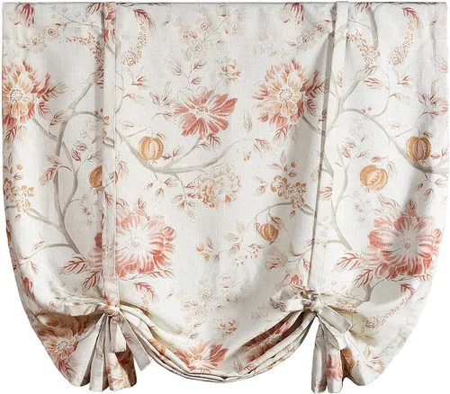 Vista 42 de Leeva Cortinas rústicas de cocina con estampado floral verde mezclado de lino para media ventana, para comedor, bolsillo para barra, cafetería