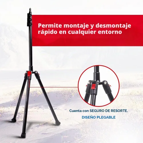 Vista 2 de Vidpro ST-90 VentureMaxx - Soporte ajustable profesional de 90 pulgadas, trípode ligero compatible con cámaras, videocámaras, teléfonos