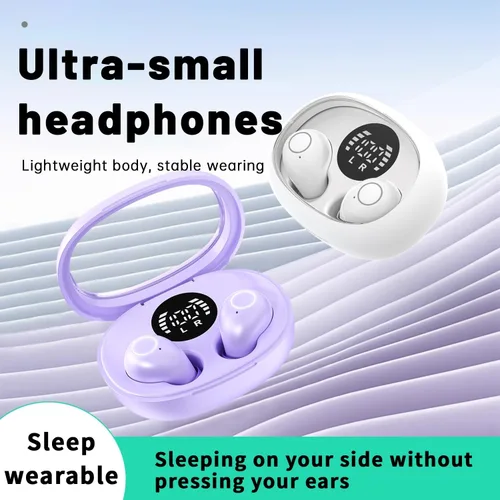 Vista 6 de Mini auriculares inalámbricos invisibles Bluetooth 5.4 en auriculares de Púrpura