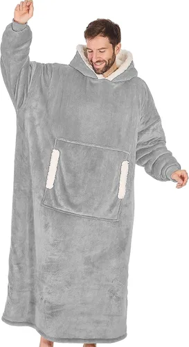 Vista 18 de yescool - Cobija con capucha, sudadera de franela de forro polar sherpa para adultos, mujeres y hombres, talla única
