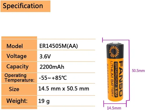 Vista 2 de Paquete de 2 baterías de litio ER14505M 3.6V 2200mAh ER14505 no recargables