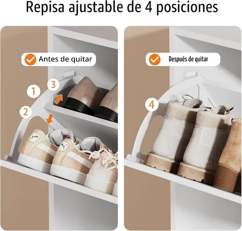 Vista 4 de Armario de almacenamiento de zapatos, organizador de zapatos de madera para entrada con 3 cajones abatibles, zapatero independiente con estante