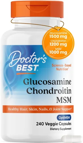 Vista 8 de Doctor's Best Glucosamina Condroitina Msm con cápsulas OptiMSM, apoya la estructura, función y comodidad saludables de las articulaciones, sin OGM