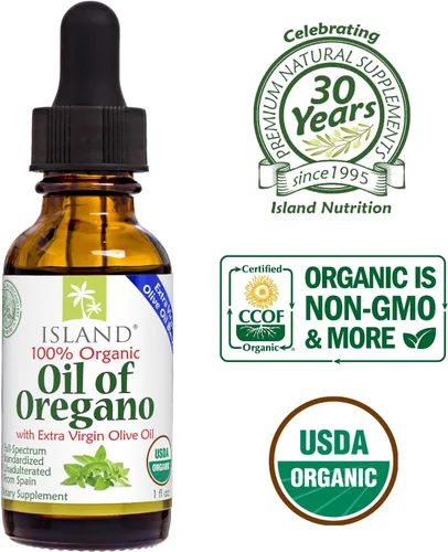 Vista 5 de Island Nutrition, Aceite de orégano orgánico en gotas líquidas (1 fl oz) - Mezcla de aceite de orégano orgánico y aceite de oliva, cultivado